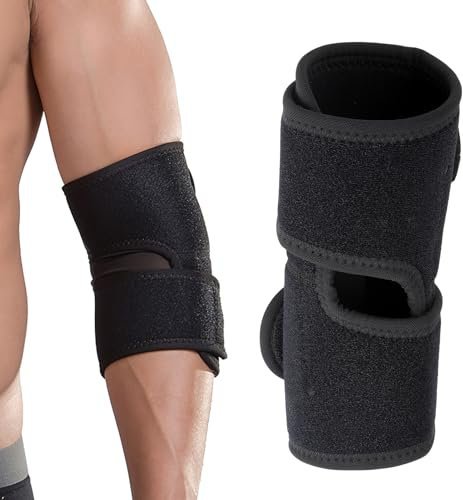 Ellenbogenbandage für Damen und Herren, Tennisarm Bandage, Ellbogen Bandage Gym, Stützende Ellenbogenbandage aus Atmungsaktivem Neopren, Einheitsgröße, Schwarz, 1 Stück
