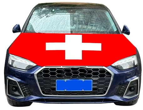 DAWANMENT HHH-1930 Schweiz-Flagge, Autohaubenabdeckung, 1,2 x 1,5 m, elastische Stoffe können gewaschen werden, Auto-Motorhauben-Banner, Flagge für Dekoration, Veranstaltungsartikel, 1,2 x 1,5 m