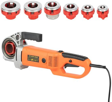 VonVVer Elektrischer Rohrschneider Gewindeschneidmaschine mit 6 Matrizen 1/2 , 3/4, 1 , 1-1/4, 1-1/2 , 2 Elektrisch Gewindeschneidmaschine 2300W mit Tragetasche