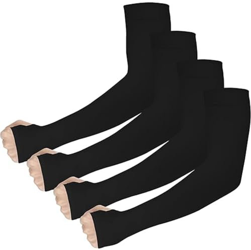 JYTDBCS 4 Pairs UV Protection Cooling Arm Sleeves Compression Arm Sleeve UPF 50 Sun Sleeves with Thumb Hole Tattoo Cover Up Sports Sleeve for Cycling Driving Golf Hiking