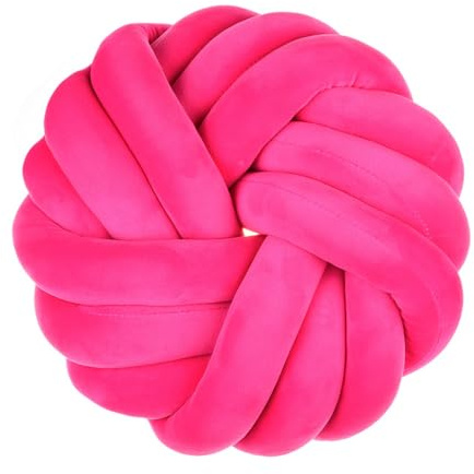 Liemuao - Cuscino a sfera da divano, 35 cm, con nodo decorativo, realizzato a mano, cuscino a treccia per la decorazione del divano, sedia letto auto, colore: rosa scuro