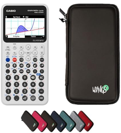 Casio Graph Math+ avec Housse de Protection WYNGS Incluse Noir - Calculatrice Graphique - Pack de Base