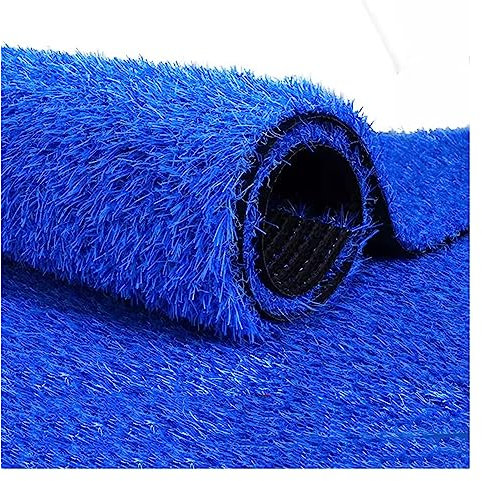Alfombra de césped artificial sintético de tamaño personalizado azul para parques infantiles y patios traseros, cortable, alfombra de césped artificial de colores decorativos (100 x 400 cm)
