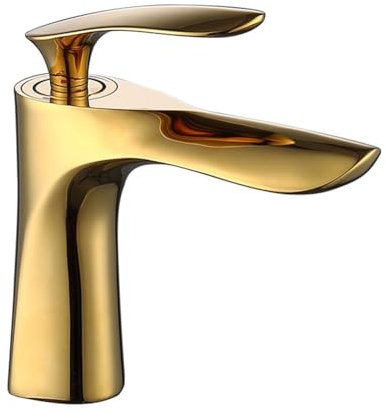 Wasserhahn Bad Waschtischarmatur Messing Einhebel Mischbatterie Waschbecken Armatur, Badarmatur Waschtischbatterie Badezimmer, Gold