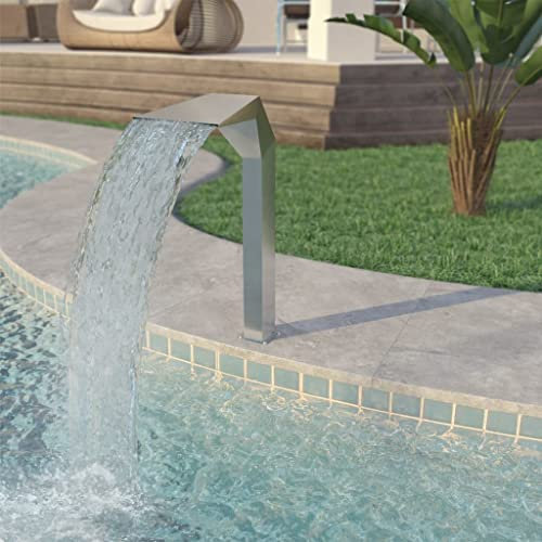 Maison et jardin, décoration, fontaines et étangs, fontaines et cascades, fontaine de piscine en acier inoxydable 50 x 30 x 90 cm Argent