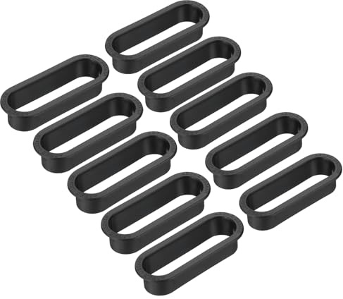 PATIKIL 4 Inch Oval Desk Grommet, 10 Pack Plastic Wire Hole Storage Cable Grommet Management for Office Home, Black