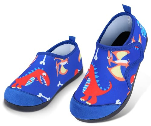 AOOSU Scarpe da Acqua per Bambini, Bambino Bambina Scarpe da Spiaggia, Scarpe da Immersione Bambino, Antiscivolo ad Asciugatura Rapida per Immersioni Bagno Surf Nuoto (Piccolo Pterosauro)