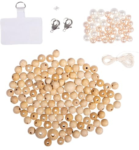 Rayher Bastelpackung Handykette, Länge ca. 125 cm, Holz- und Glasperlen, DIY-Set, Handykette Universal zum Umhängen, Handyband Perlen, 15410000