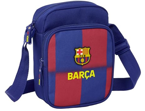 Safta F.C. Barcelona 1:a utrustning 25/26 - axelrem med ytterficka, portfölj, bekväm och mångsidig axelrem, kvalitet och hållbarhet, 16 x 6 x 22 cm, blå/granat, M, casual, Blå/Granat, M, Vardaglig