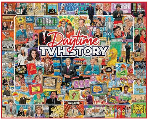 White Mountain Daytime TV History Puzzle 1000 Piece Retro Collage Jigsaw Puzzle for Adult Grandparents