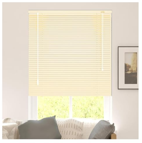 Persiana Veneciana para Ventana, Persianas Venecianas Aluminio Interior, Lamas 25mm, Estores Horizontales Blackout Privacidad para Cocina Oficina Hogar, Personalizables(Yellow)