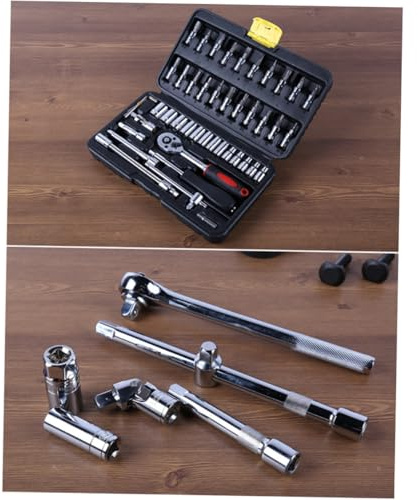 Zerodeko 46 Pezzi Attrezzi Riparazione Auto in Acciaio Vanadio Cricchetto e Chiavi Bussola Professionali Kit Utensili Meccanico Portatile Resistente e Leggero per Uso Colore Colore Casuale