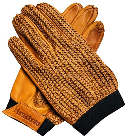 Harssidanzar Herren Reithandschuhe aus Leder, Pferdereithandschuhe für Herren mit verstellbarem elastischen Manschetten Bräunen L, DM303