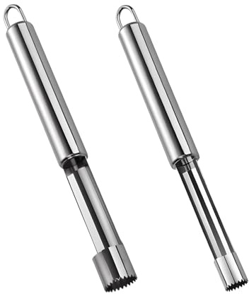 2 PCS Vide Pomme Trognon Acier Inoxydable Premium, Évideur Pomme Ergonomique avec Lame Dentelée Tranchante Ustensile Cuisine Facile à Nettoyer pour Enlever Coeur de Fruits Poires et Légumes Rapidement
