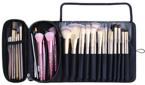 Trousse à pinceaux de maquillage étanche, Noir , Reportez-vous à la | Trousse de pinceaux de maquillage de voyage pour vacances, maison, bureau, dortoir, studio, rassemblement, école