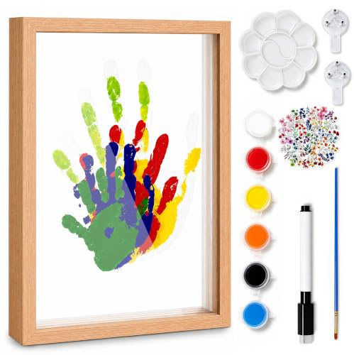 Handavtrycksset familj, familjehandavtryck för 4, perfekt babygåva | Baby handavtryck och fotavtrycksset, baby avtrycksset, med klistermärken, färg, palett, pensel, dekoration för småbarnrum
