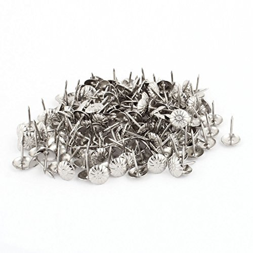 sourcing map Clou Tapissier 7/16 pouce Diamètre Chrysanthème Clou Punaise Argenté 200Pcs