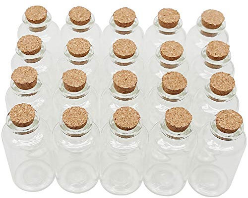 Axe Sickle 20 mL Cork Stopper Glass Bottles Mini Transparent Glass Bottles 20 Pcs
