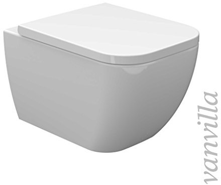 vanvilla Design Wand Hänge WC Tara Spülrandlos rimless Tiefspüler Set Toilette mit Soft-Close WC-Sitz Wand WC