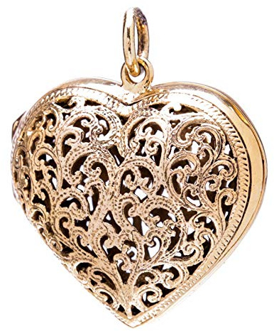 Windalf Vintage Schmuck-Medaillon NINA 3.8 cm Boho Glücks-Herz Foto-Medaillon Glücksbringer mit Fach Bildmedaillon Hochwertige Bronze