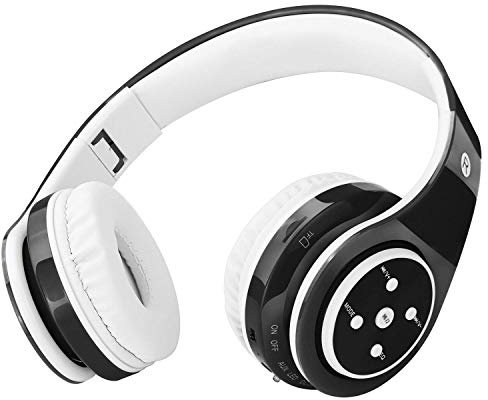 Woice Kids Bluetooth Headphones 85db/110db Volume Limit Wireless/Wired Aux Port Foldable Noise Protection Over-Ear Build-in Mic Headphones for Kids Adults Travel School Phone Pad Tablet PC Black