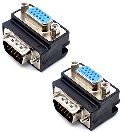 Oiyagai 2 Piezas de Adaptador de Cable VGA Hembra en Ángulo Recto DB15 a VGA Macho Conector de 270 Grados