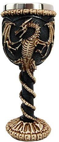 Taisuko médiéval Dragon Squelette Ossuary gobelet vin Calice résine Corps en Acier Inoxydable 7oz