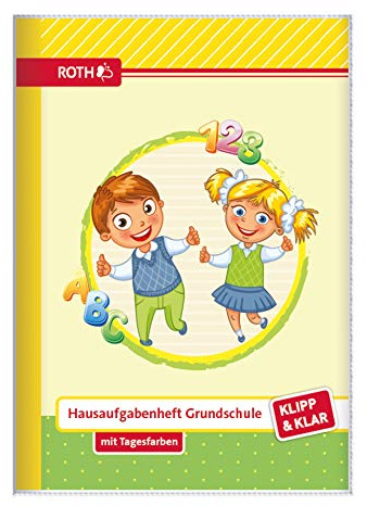 ROTH Grundschul-Aufgabenheft Klipp&Klar Hausaufgabenheft mit Tagesfarben, A5, 1 Woche 2 Seiten, Serie 'Schulfreunde'