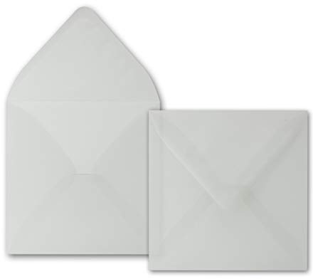 50x Briefumschläge Quadratisch 160 x 160 mm - Transparent - 92 Gramm pro m² - 16,0 x 16,0 cm - Nassklebung - ohne Fenster - Für ganz besondere Anlässe