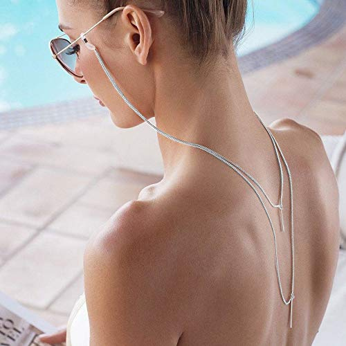 Yienate Boho-Brillenketten mit Quasten-Anhänger aus Legierung, rutschsichere Brillenkette, Brillen-Zubehör, Brillen-Halterung, Sonnenbrillen-Halteband für Frauen und Mädchen (Silber)