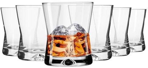 Krosno Whiskey Sour Glasses Old Fashioned Bourbon Cognac Brandy | Set of 6 | 9.8 oz | Cocktails Drinks Water Juice Scotch Irish Liquor Whisky | Made in Europe