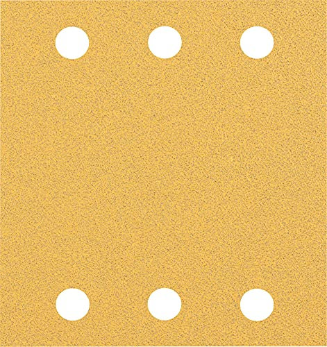 Bosch Professional 10x Carte abrasive Expert C470 con 6 fori (per Legno duro, Vernice su legno, 115x107 mm, Grana 80, accessorio Levigatrice orbitale)