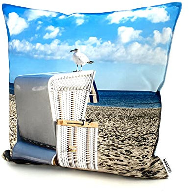 heimtexland ® Outdoorkissen Bedruckt 45x45 Garten Lounge Dekokissen Outdoor Lotus Effekt Typ742 Maritim Möwe