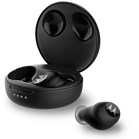 Motorola Sound Auricolari senza fili Moto Buds 250 - In-ear - Tecnologia Qi - Resistente all'acqua e al sudore - Controllo touch e vocale - 18 ore di riproduzione - Nero, S/M/L