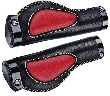 YEJIANGHUA Passt for MTB Fahrradfahrrad-Lenkergriff Leder Anti-Slid-Fahrrad Griff (Color : Rosso)