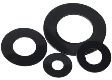 50/100 Stück 0,3/0,5/0,8 mm Schwarz/Weiß Kunststoff Nylon Ultradünne Unterlegscheibe Flachring Dichtscheibe Dichtung M2 M2,5 M3 M4 M5 M6 M8 M10-M5x10x0,5,50 Stück,Schwarz
