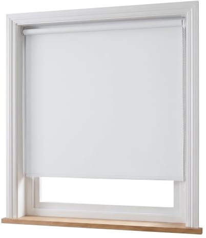 Home In Style 4U Roller Blinds White (90cm Wide x 210cm Long) | Thermal Insulated Blackout Roller blind Trimmable UV Protection Child Safety Easy Fit Home Office Window Blinds