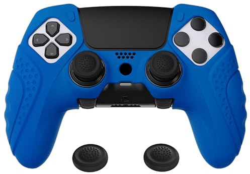 playvital Funda de Silicona para ps5 Edge Mando | Agarre Antideslizante, Diseño Ergonómico, 2 Tapas para Joysticks, Cubierta Protectora, Edición Guardian, Azul