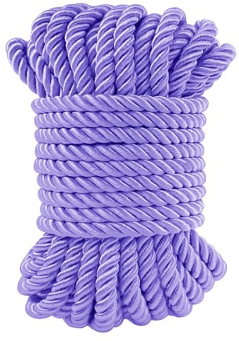 LEREATI Corda intrecciata viola intenso, 7 mmx10 m, corda in poliestere a 3 strati, morbida corda in raso, corda decorativa in macramè, per fai da te, fai da te, per regali, decorazioni per la casa