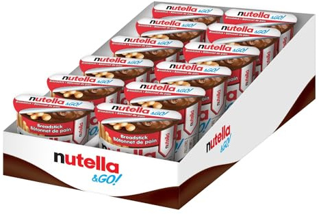 Nutella and Go Snackpacks, Schokoladen-Haselnussaufstrich mit Brotstäbchen, perfekte Bulk-Snacks für Kinder, 52 g, 12 Stück