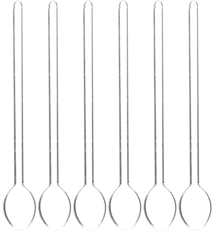 MAGICLULU 6pcs Long Handle Glass Spoons Stirring Spoons for Cooking Coffee and Desserts