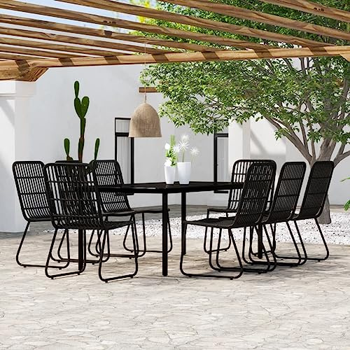 MNISDFL Gartenlounge - Tavolo da birra, 9 pezzi, colore: Nero