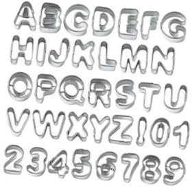 OUNONA 37pcs Metal Alphabet Number Cutters Cookie Baking Set Stainless Steel Fondant Cake Decorating Tools for Icing Letters for Easter Biscuit Molds