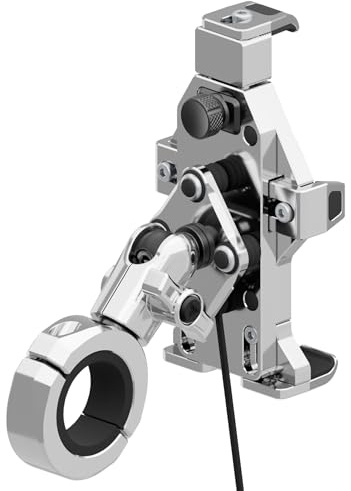 Tackform Aluminium-Motorrad-Abenteuer-Telefonhalterung, Vibrationsdämpfung und kabelloses Laden, passend für 3,8 cm bis 3,8 cm Lenker, kompatibel mit iPhone, Galaxy, mehr, kurzer Reichweitenarm, Chrom