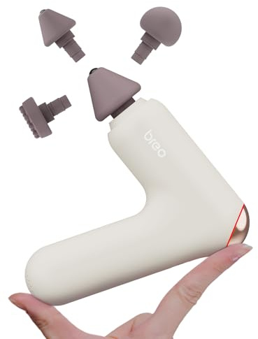 Breo Lucky 7 Massager Gun with Heat, Mini Muscle Massage Gun Deep Tissue, Deep Heat, 3 Silicone Heads 3 Speeds, Type-C Charging, Electric Handheld Massager for Muscle Pain Relief