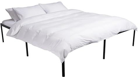CLP Metallbett Hamlin mit Lattenrost I Stabiles Bettgestell mit Stauraum I Modernes Bett mit belastbarem schwarzem Rahmen, Farbe:schwarz, Größe:200x180x41 cm