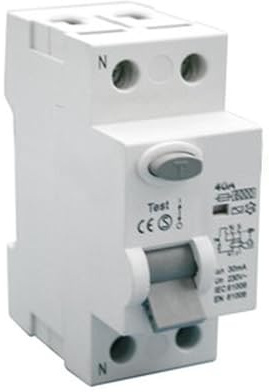 Interruptor diferencial 1P+N 25A 0.030A 6KA Clase C, para protección eléctrica y prevención de descargas.