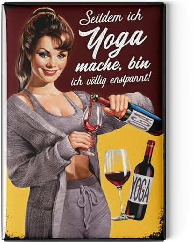 LANOLU Kühlschrankmagnete lustig- Seitdem ich Yoga Mache- Geschenke für Wein-Liebhaber- lustige Magnete mit Sprüchen und witzigen Motiven 8x5,5cm