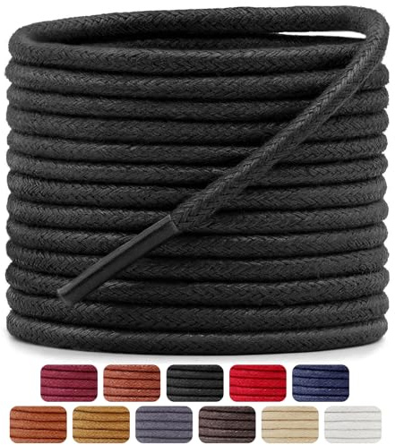 Dafannis Lacci per Scarpe Cerati, ø2,5 mm Lacci Business, 2 Paia Lacci Stringhe Rotonde e Sottili, per Scarpe Stringate Oxford,Derby,Brogue,Chukka,Desert,Ankle Boot