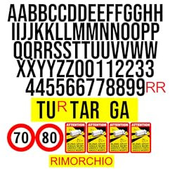 GamesMonkey® - Confezione Premium Lettere e Numeri Adesivi per Targa Ripetitrice Rimorchi e Carrelli Appendice - Resistenti alle Intemperie